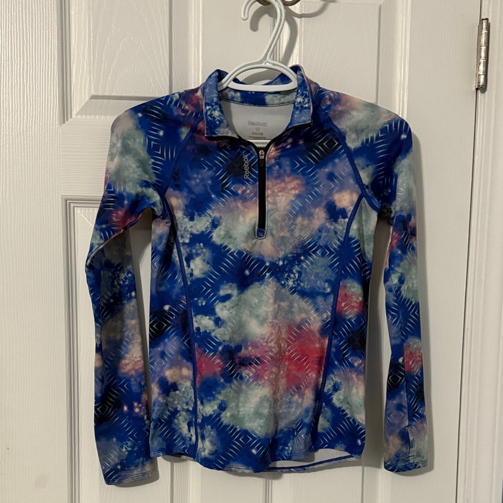 Reebok Multicolor Tie-Dye Quarter-Zip Performance Top